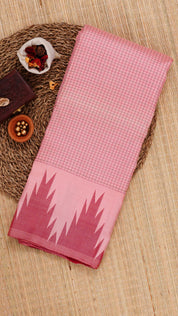 Peach Kanchipuram Saree with Temple Border