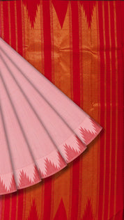 Peach Kanchipuram Saree with Temple Border