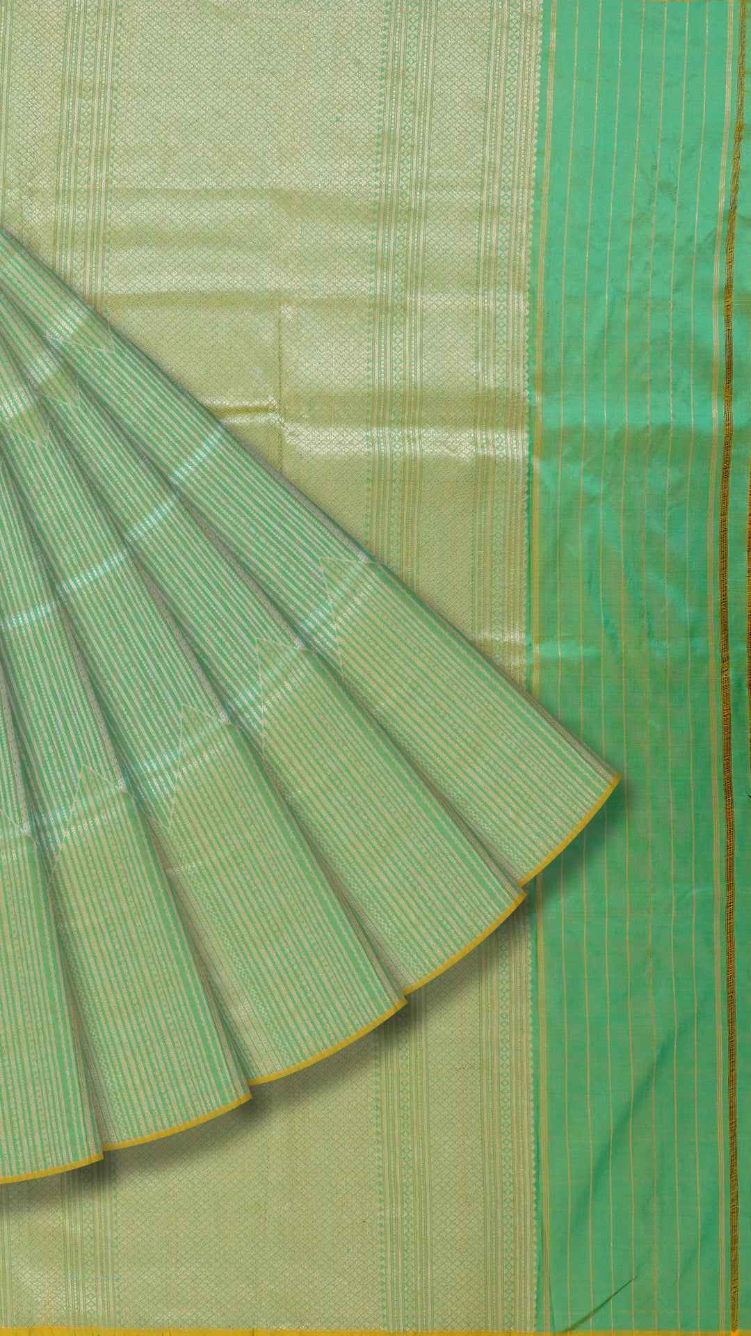 Pista Green Banaras Silk Saree without Border