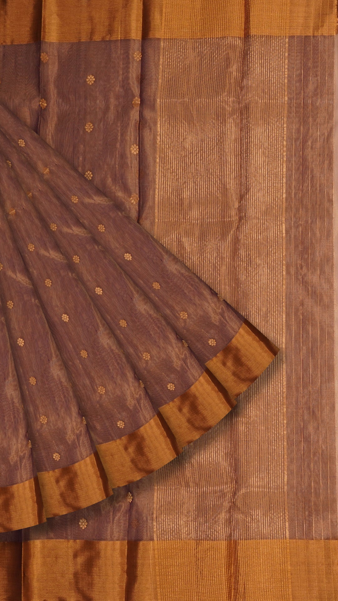 Violet Chanderi Silk Saree with Gold Butta & Kadi Border