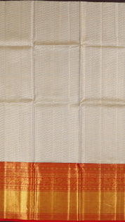 Festive Silk Pavada Featuring Laheraya Design in Cream with Gold