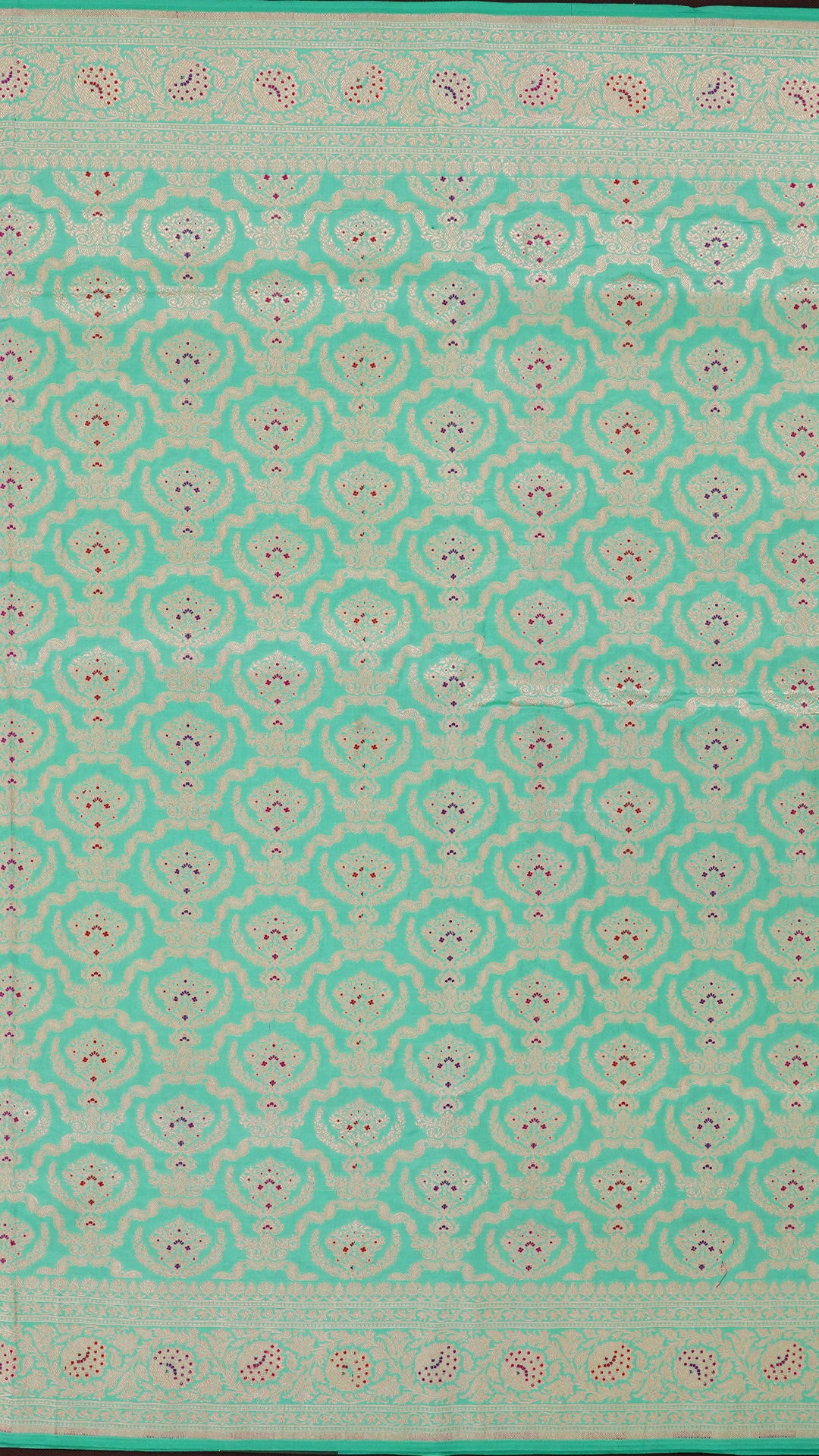 Sea Green Banaras Silk Saree with Zari Border
