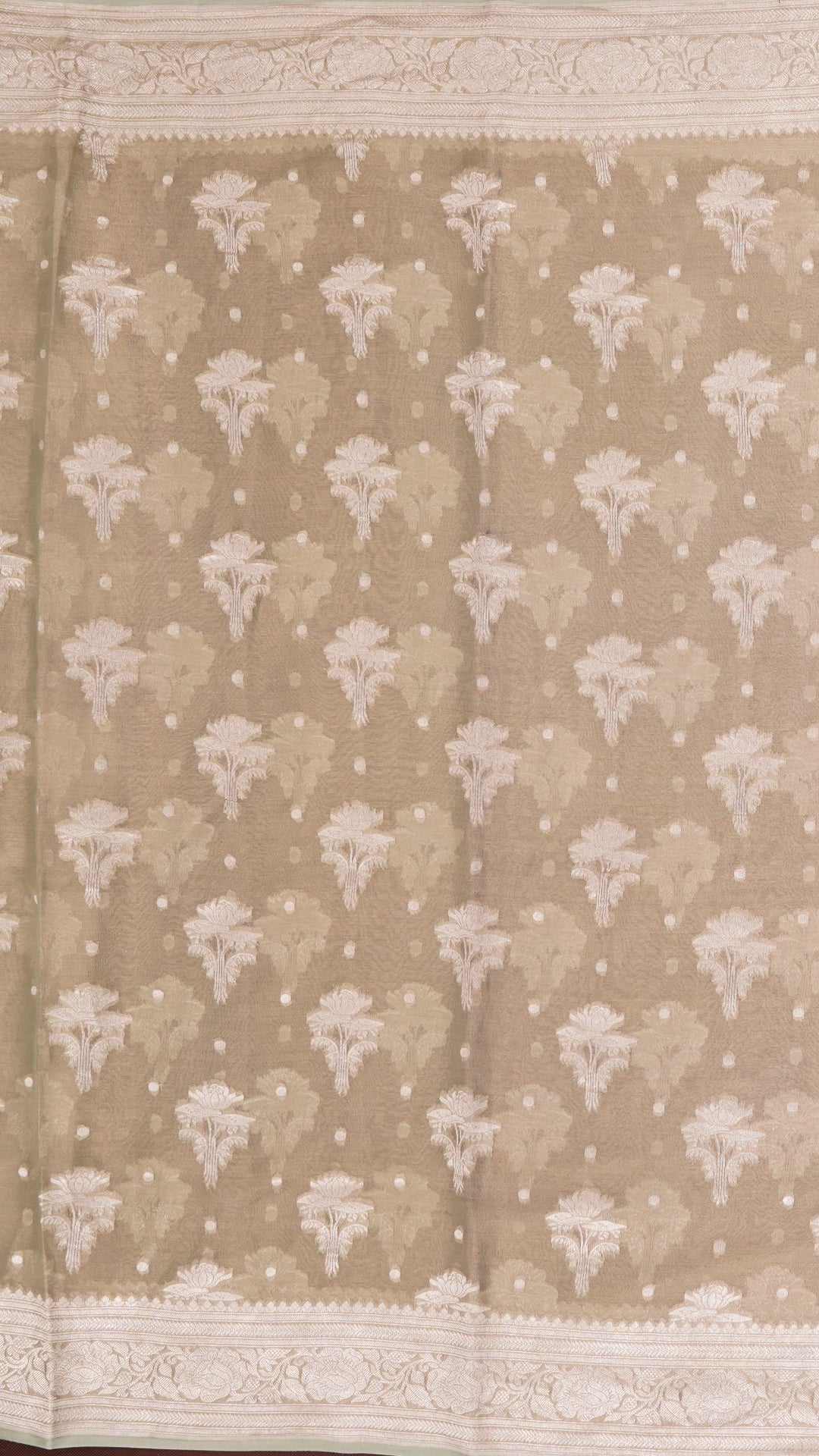 Elegant Fancy Silk Saree with All Over Silver Butta in Silver Tone