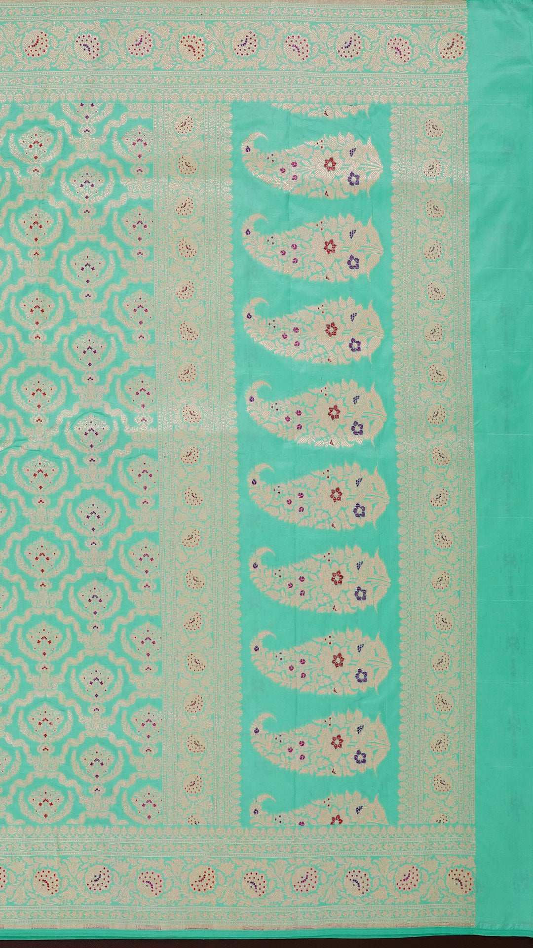 Sea Green Banaras Silk Saree with Zari Border