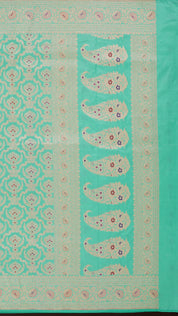 Sea Green Banaras Silk Saree with Zari Border