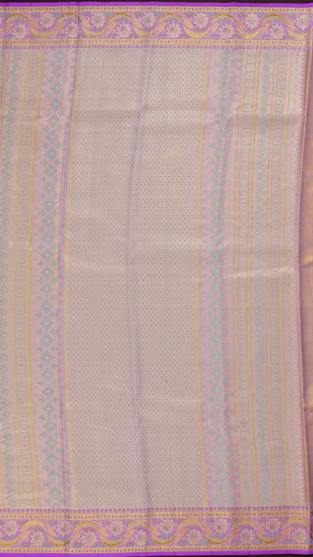 Sea Green Kanchipuram Saree with Pink Zari Border
