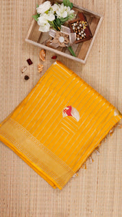 Mango Yellow Banaras Brocade Saree with Zari