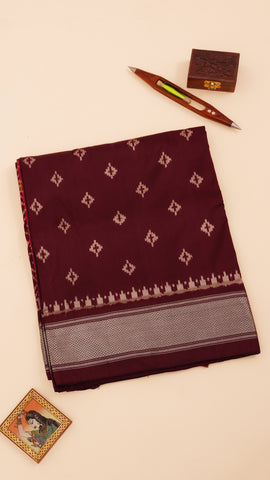 Ikkat Silk Saree with Butta Weave & Silver Border