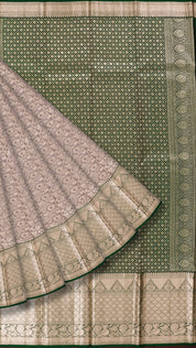 Grey Kanchipuram Saree with Bottle Green Contrast