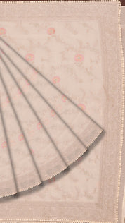 Cream Fancy Silk Saree with Silver Zari Work