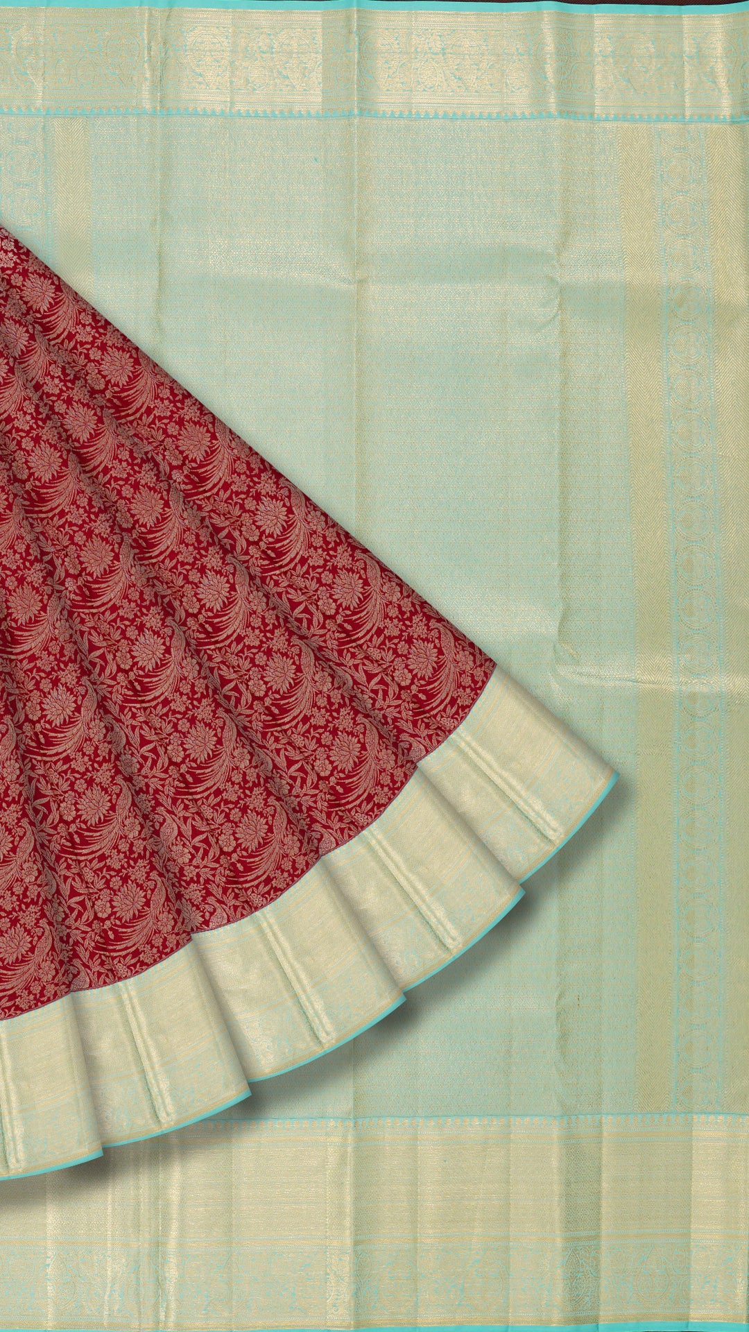 Maroon Kanchipuram Saree with Silver Zari Design