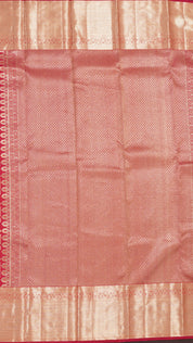 Red Kanchi Pattu Silk Saree with Large Gold Self Zari Border