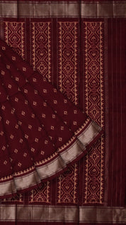 Ikkat Silk Saree with Butta Weave & Silver Border