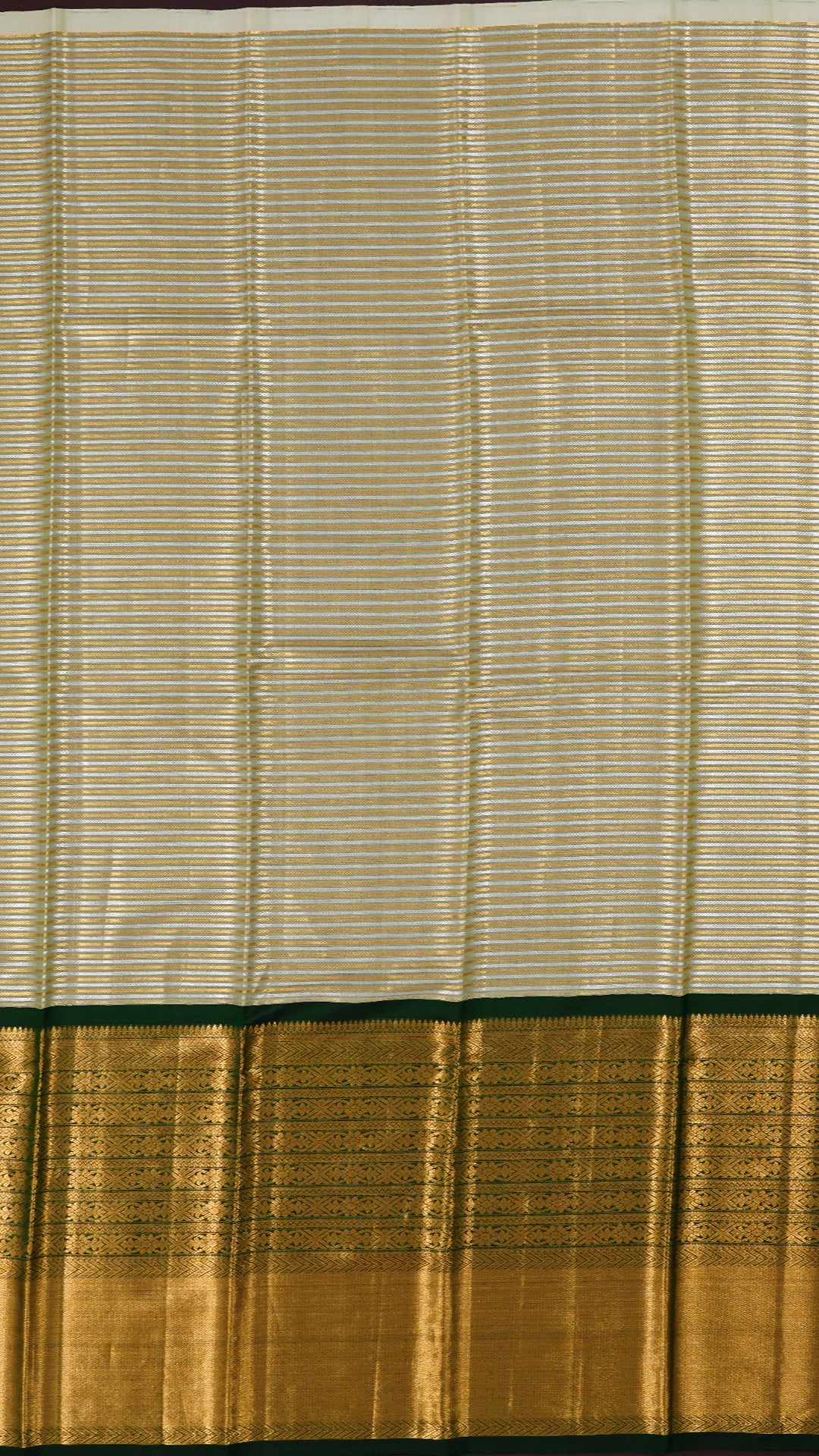 Pista Green Pattu Pavada with Gold & Silver Line Detailing