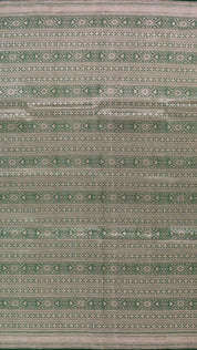 Bottle Green Banaras Saree with Small Silver Zari Border