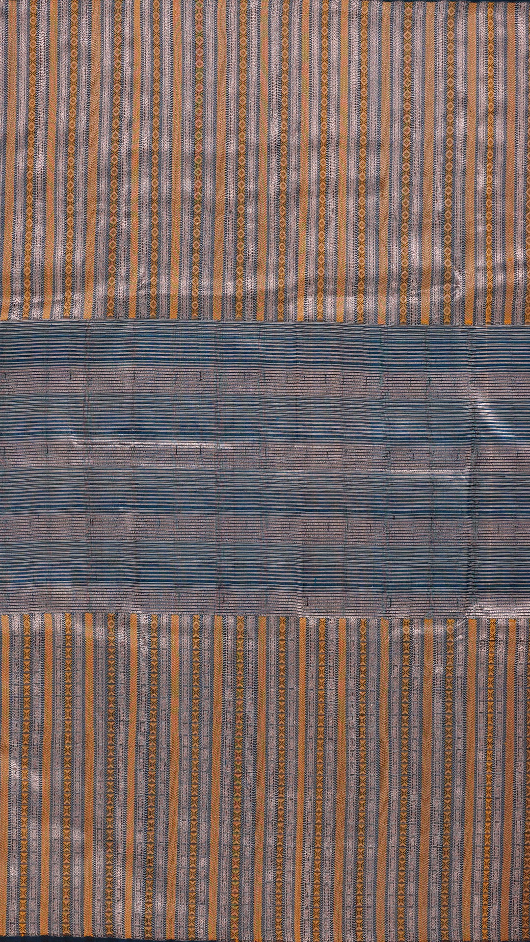Dark Peacock Blue Banaras Silk Saree without Border