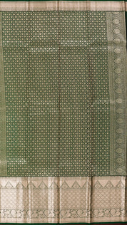 Grey Kanchipuram Saree with Bottle Green Contrast