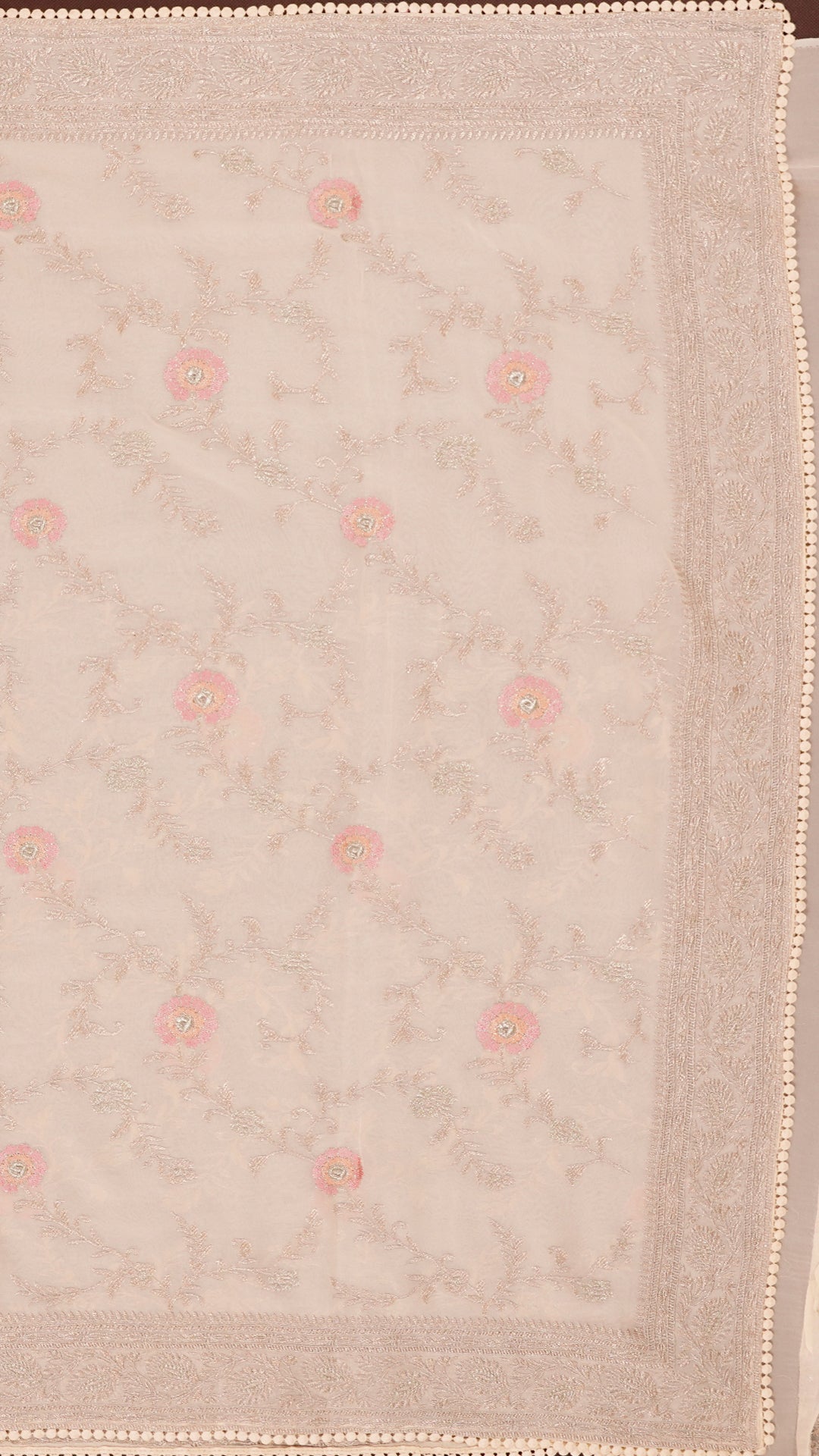 Cream Fancy Silk Saree with Silver Zari Work