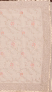 Cream Fancy Silk Saree with Silver Zari Work