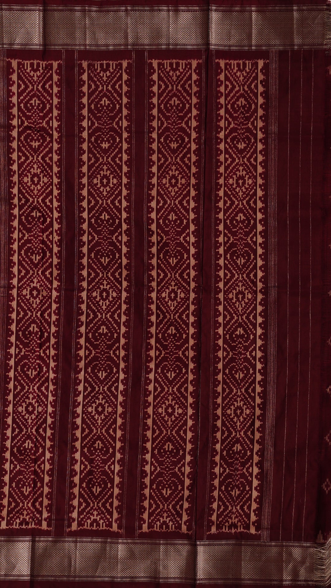 Ikkat Silk Saree with Butta Weave & Silver Border