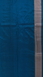Dark Peacock Blue Banaras Silk Saree without Border