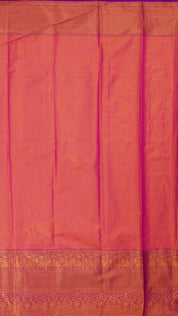 Golden Kanchi Pattu Silk Saree with Silver Zari and Purple Contrast Rich in Tradition