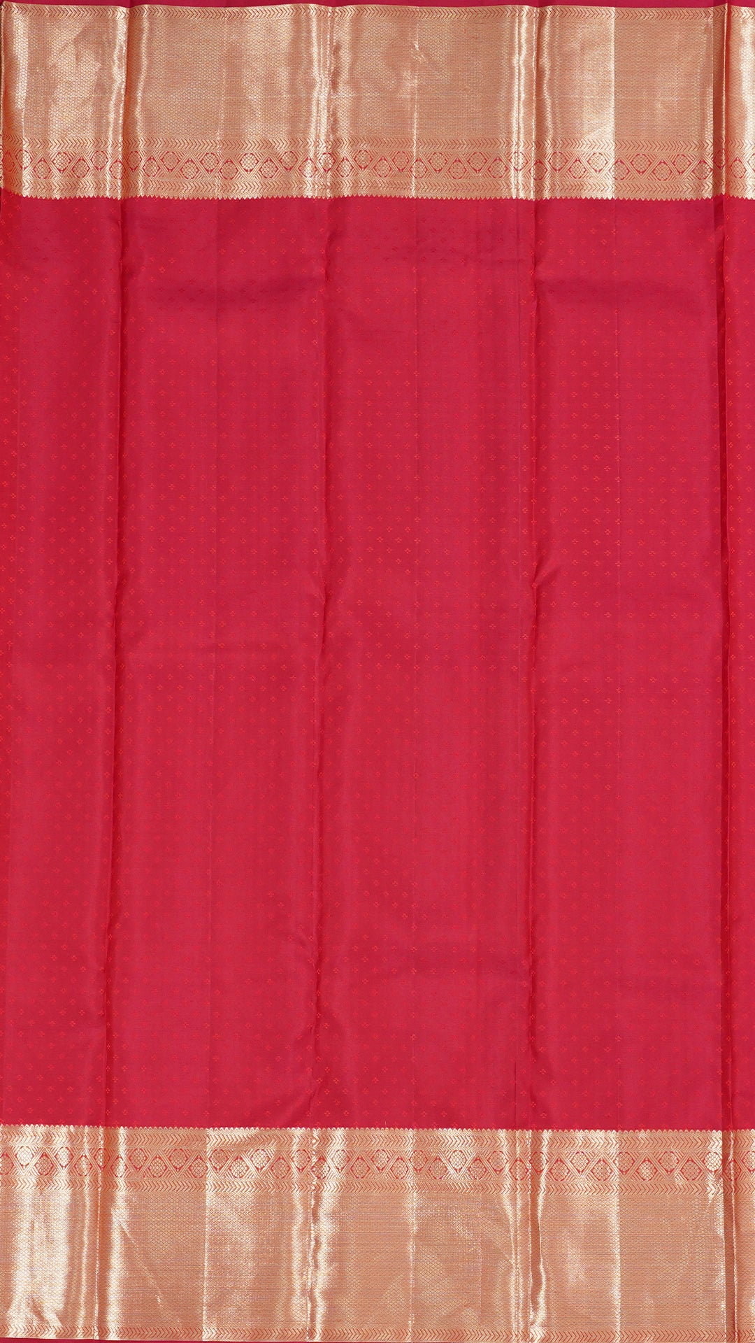 Red Kanchi Pattu Silk Saree with Large Gold Self Zari Border