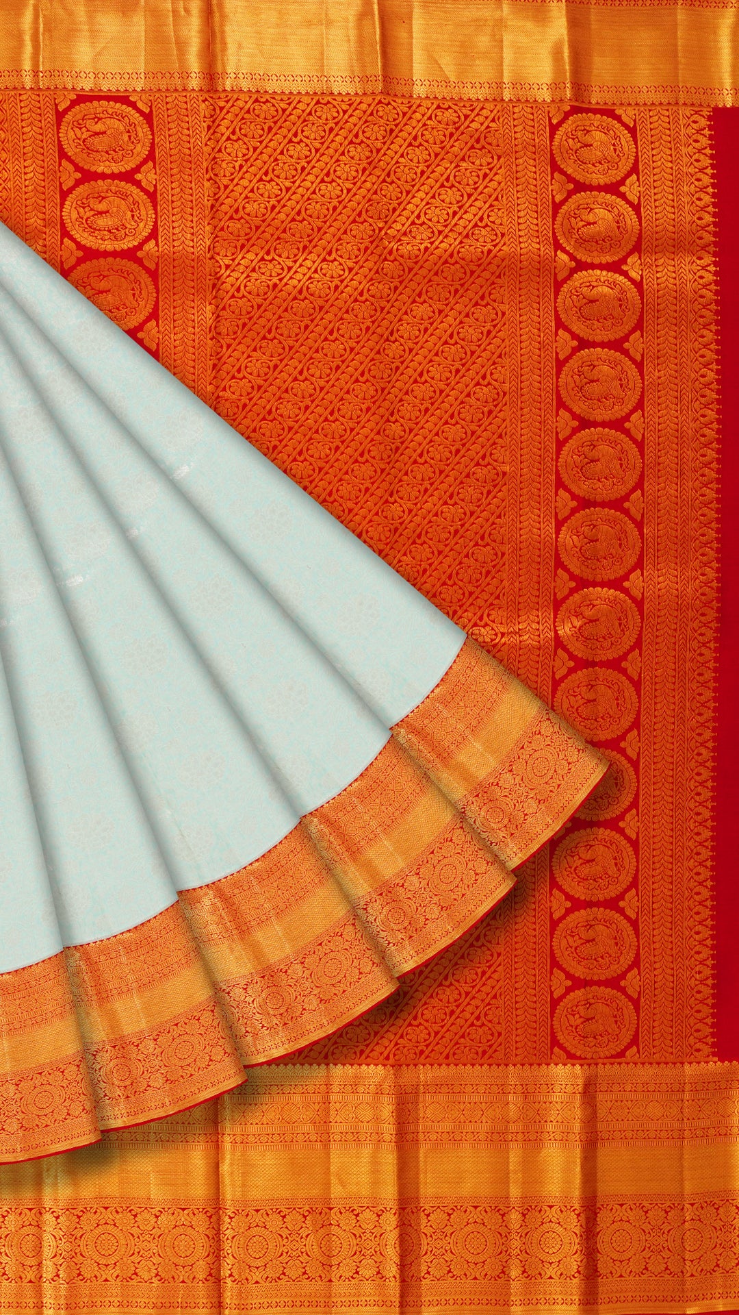 Sky Blue Kanchipuram Saree with Silver Zari Butta