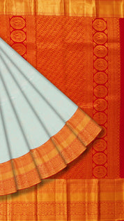 Sky Blue Kanchipuram Saree with Silver Zari Butta