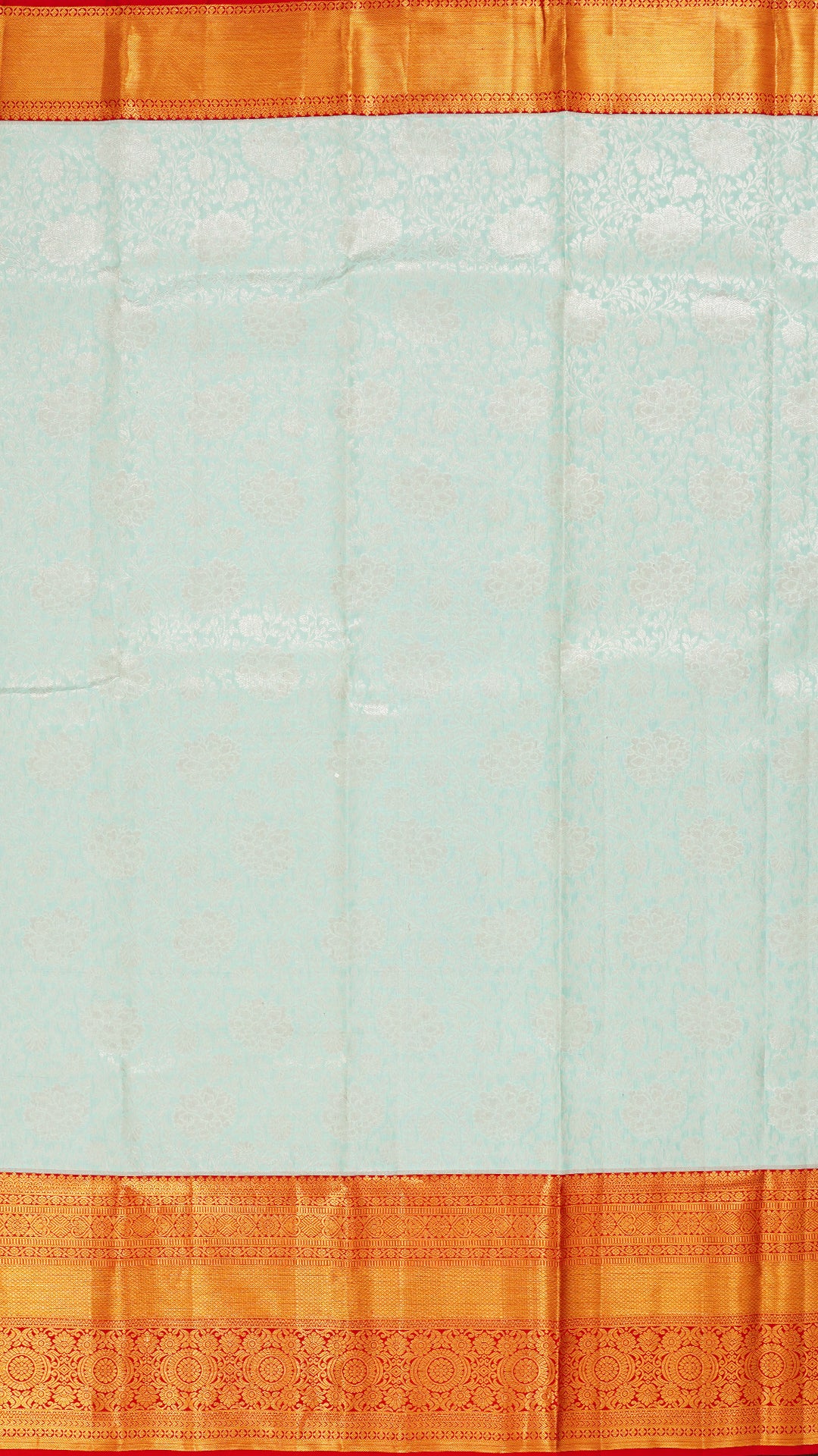 Sky Blue Kanchipuram Saree with Silver Zari Butta