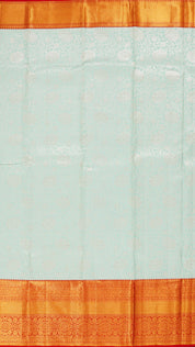 Sky Blue Kanchipuram Saree with Silver Zari Butta