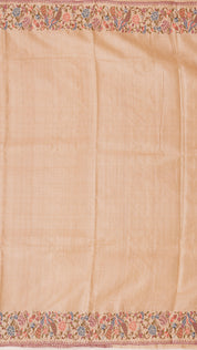 Plain Tusser Silk Saree with Petit Point Embroidery Work
