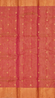 Brick Red Chanderi Silk Saree with Gold Butta & Kadi Border