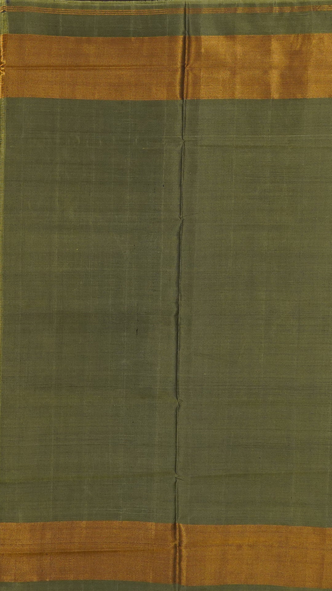 Olive Green Patola Silk Saree with Large Gold Contrast Zari Border