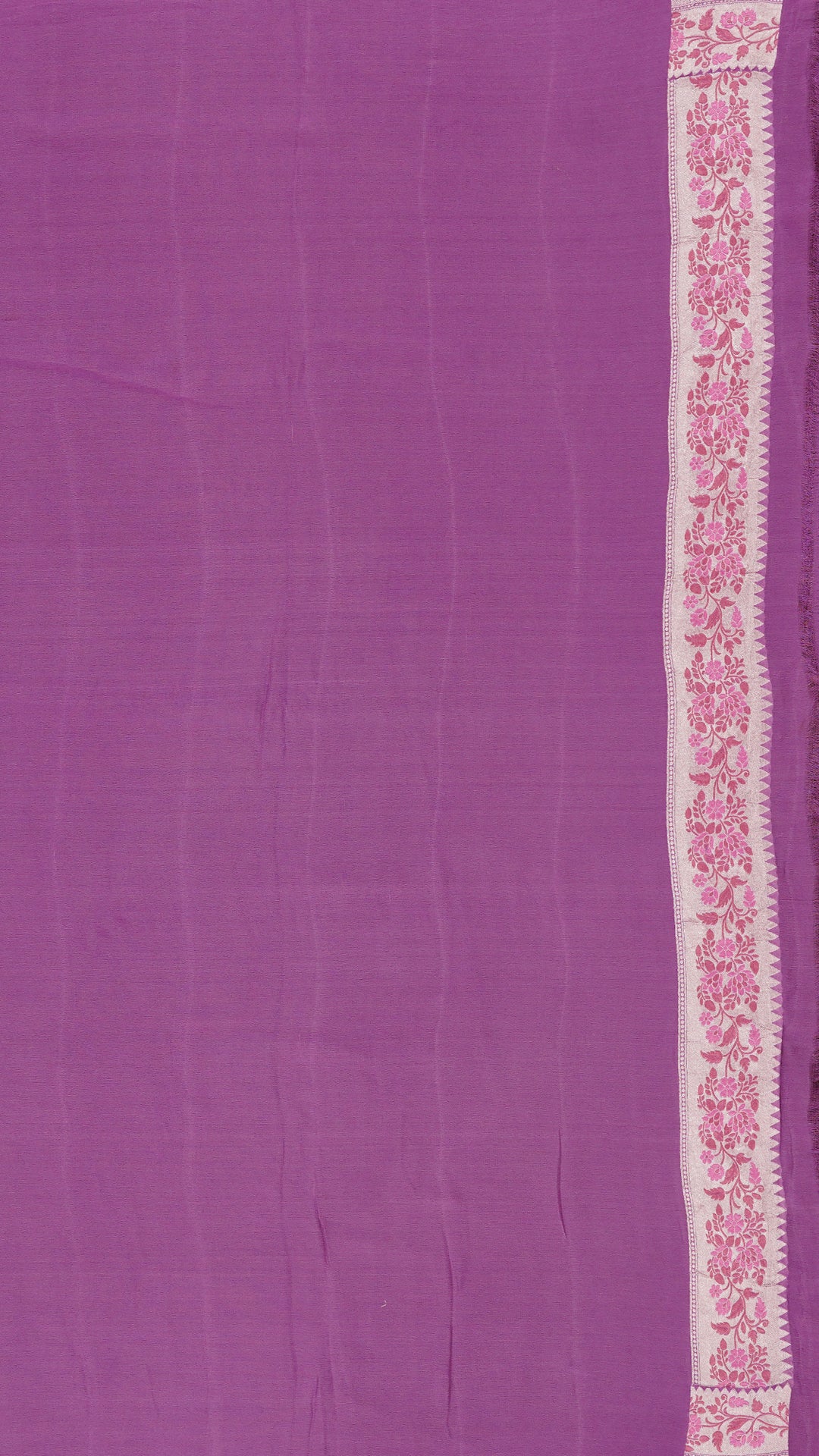 Purple Fancy Saree with Designer Silver Border & Buttas