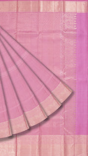 Baby Pink Kanchipuram Saree with Silver Zari Border