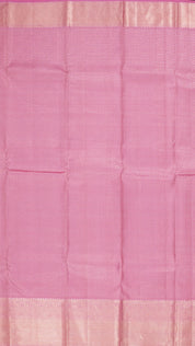 Baby Pink Kanchipuram Saree with Silver Zari Border