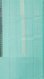 Bottle Green Kanchipuram Saree with Stripes and Temple Border
