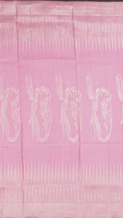 Baby Pink Designer Kanchi Pattu Silk Saree with Large Silver Self Zari Border