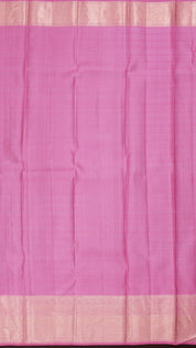 Baby Pink Kanchipuram Saree with Silver Zari Border