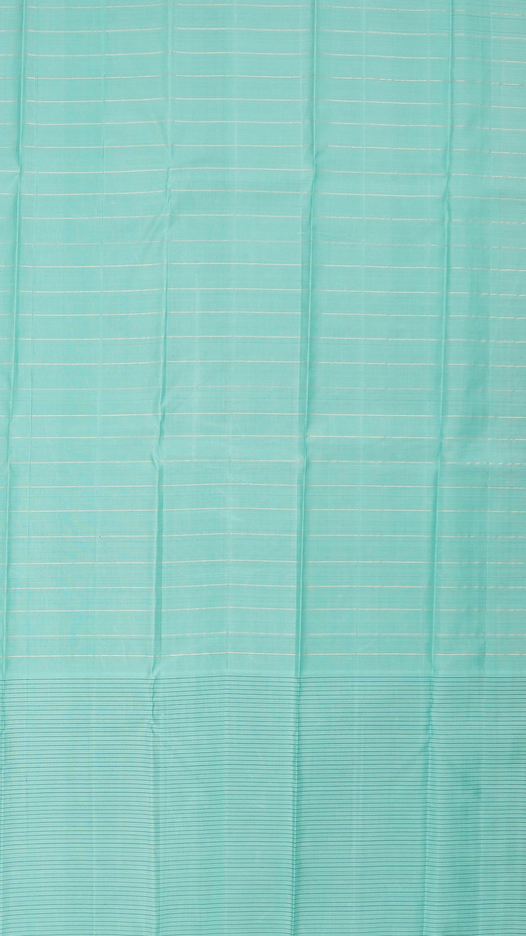 Bottle Green Kanchipuram Saree with Stripes and Temple Border