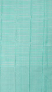 Bottle Green Kanchipuram Saree with Stripes and Temple Border