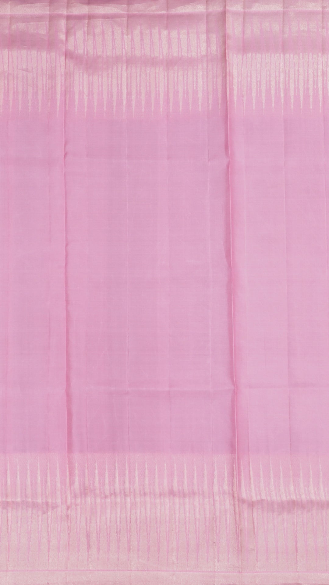 Baby Pink Designer Kanchi Pattu Silk Saree with Large Silver Self Zari Border