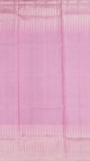 Baby Pink Designer Kanchi Pattu Silk Saree with Large Silver Self Zari Border