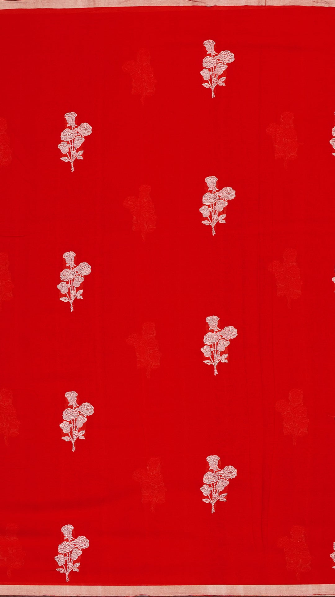 Red Fancy Silk Saree with Silver Butta and Gold Khadi Border