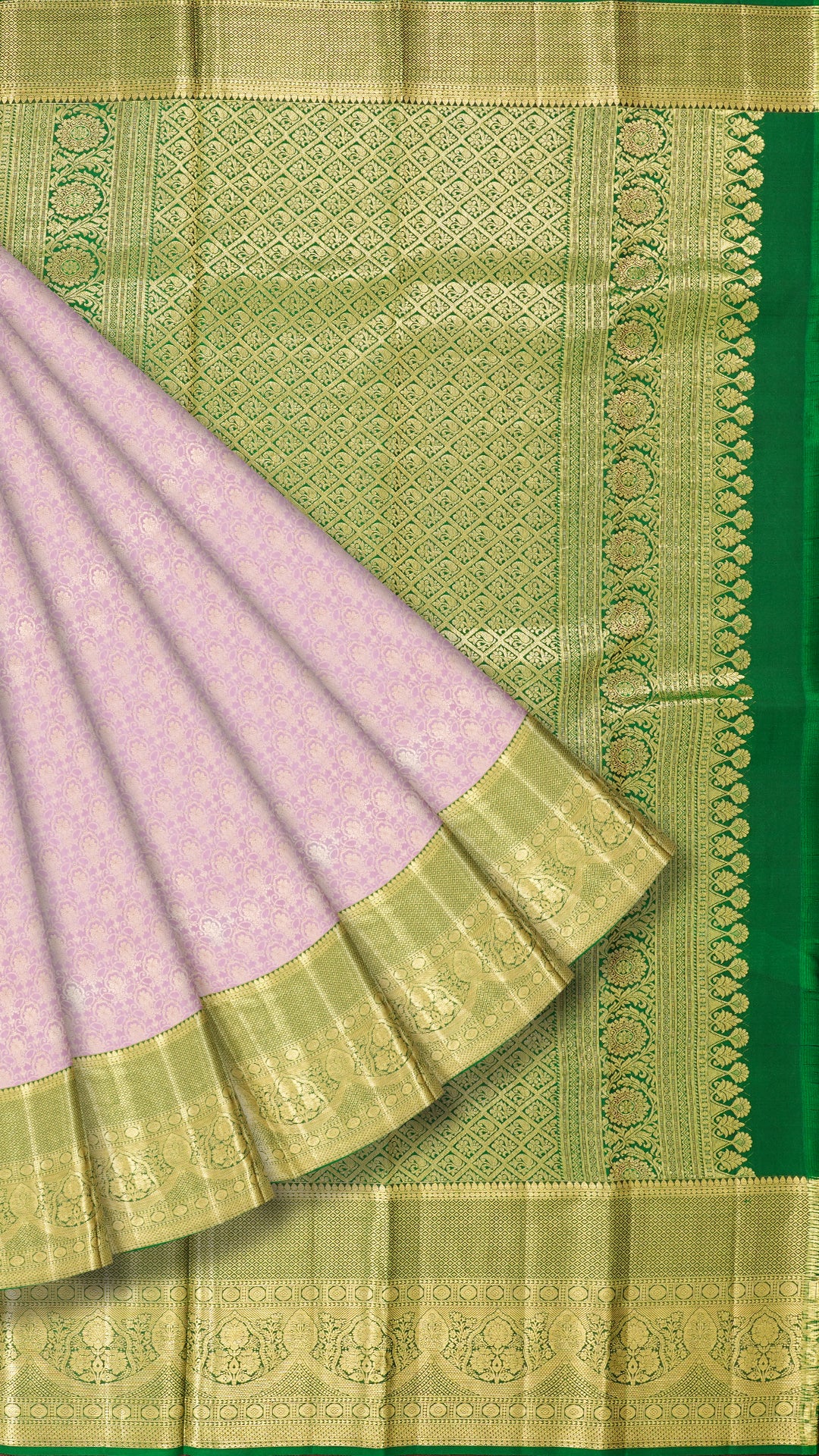 Lavender Kanchipuram Saree with Silver Zari Weave