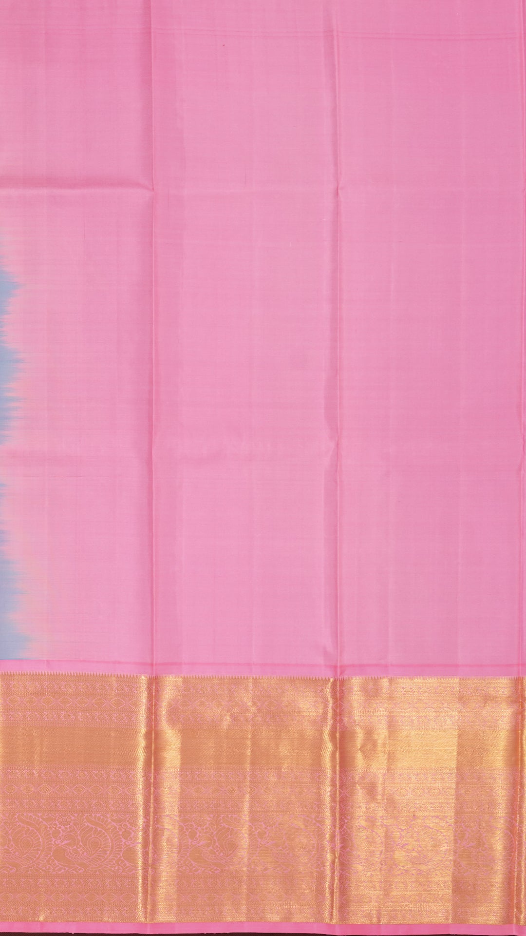 Light Blue Pattu Pavada with Copper Straight Lines