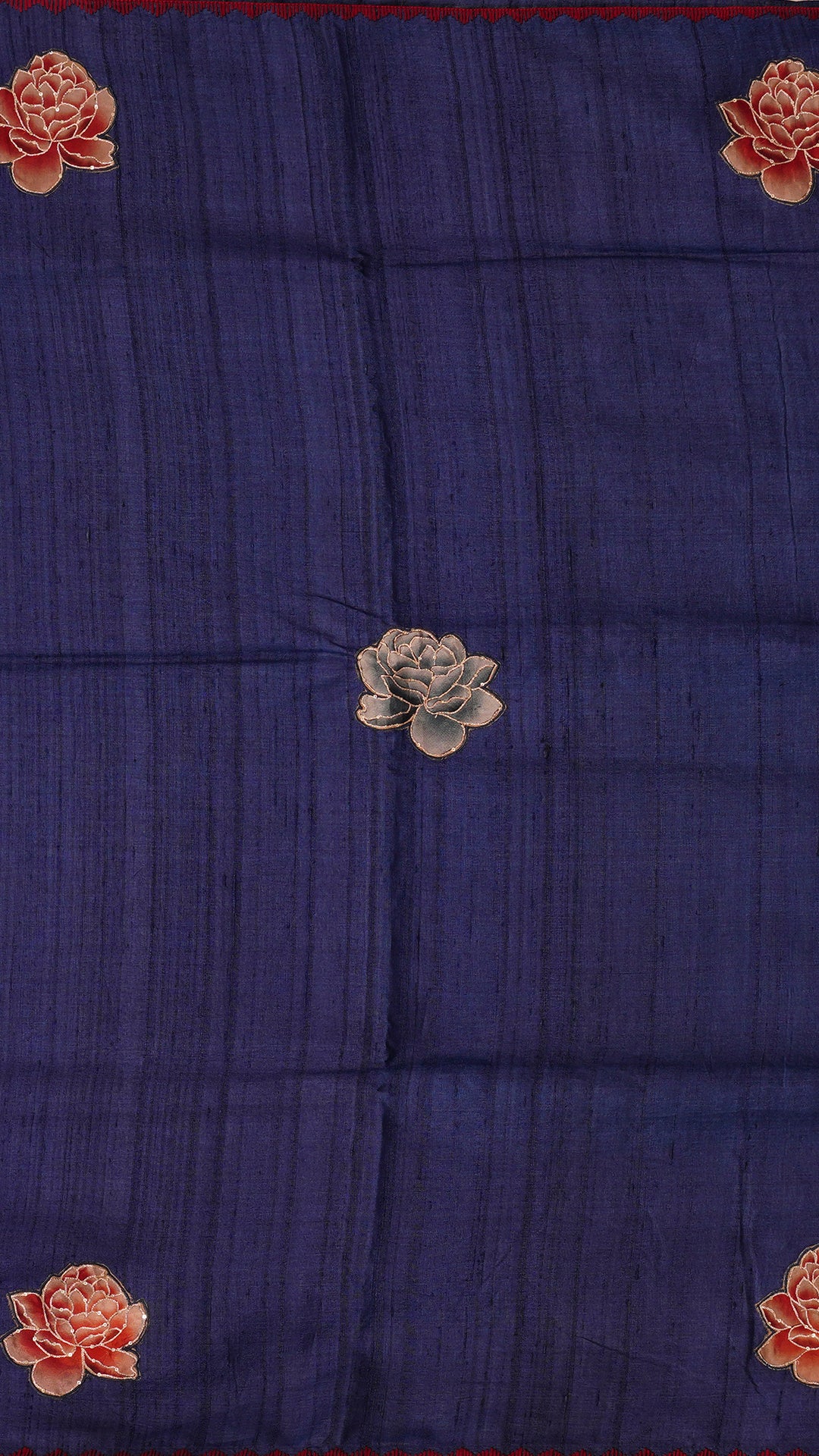 Jute Silk Butta Saree for Workwear in Navy Blue