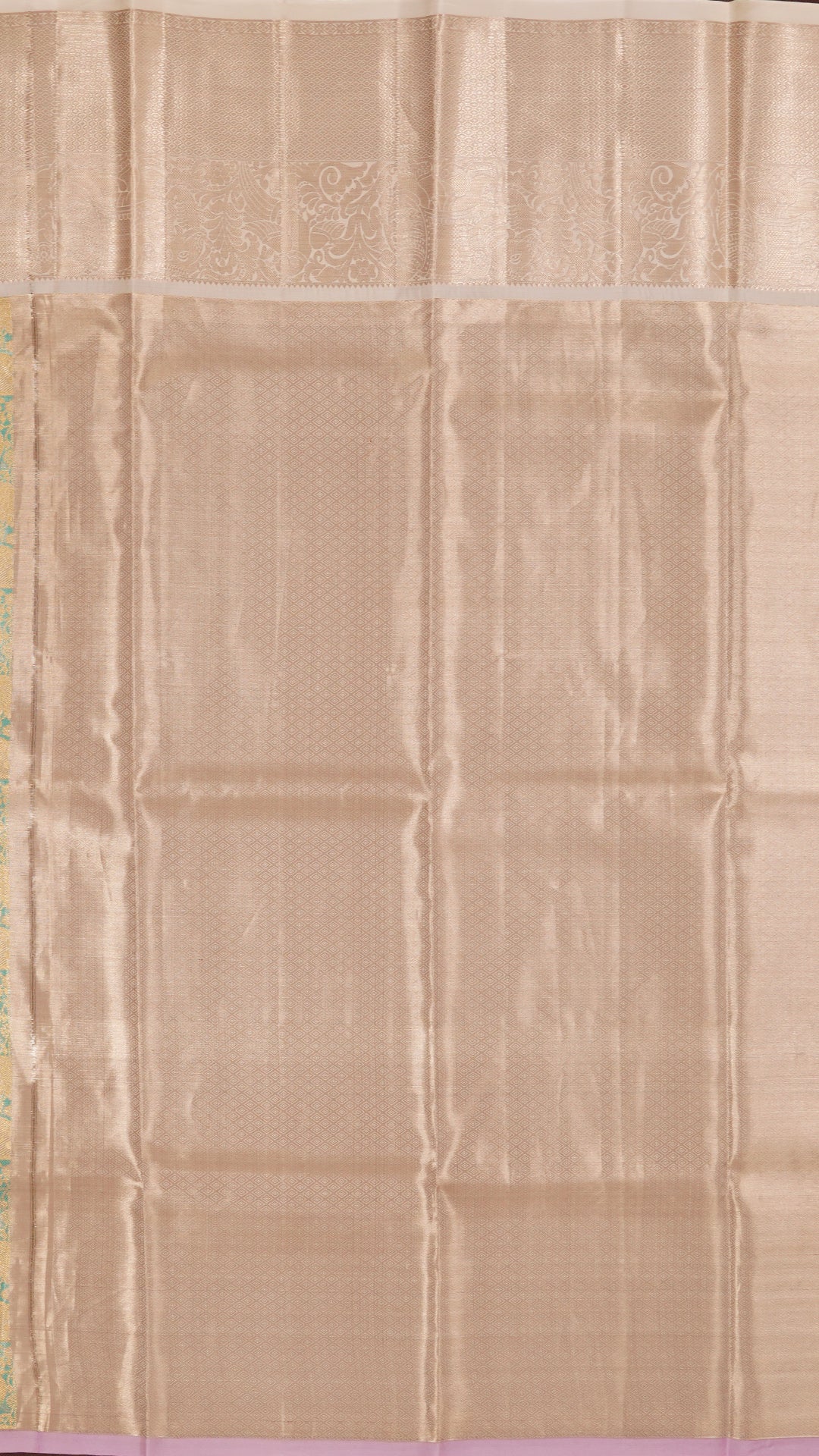 Cream Silk Pavada with Multi-Butta Design and Silver Accents