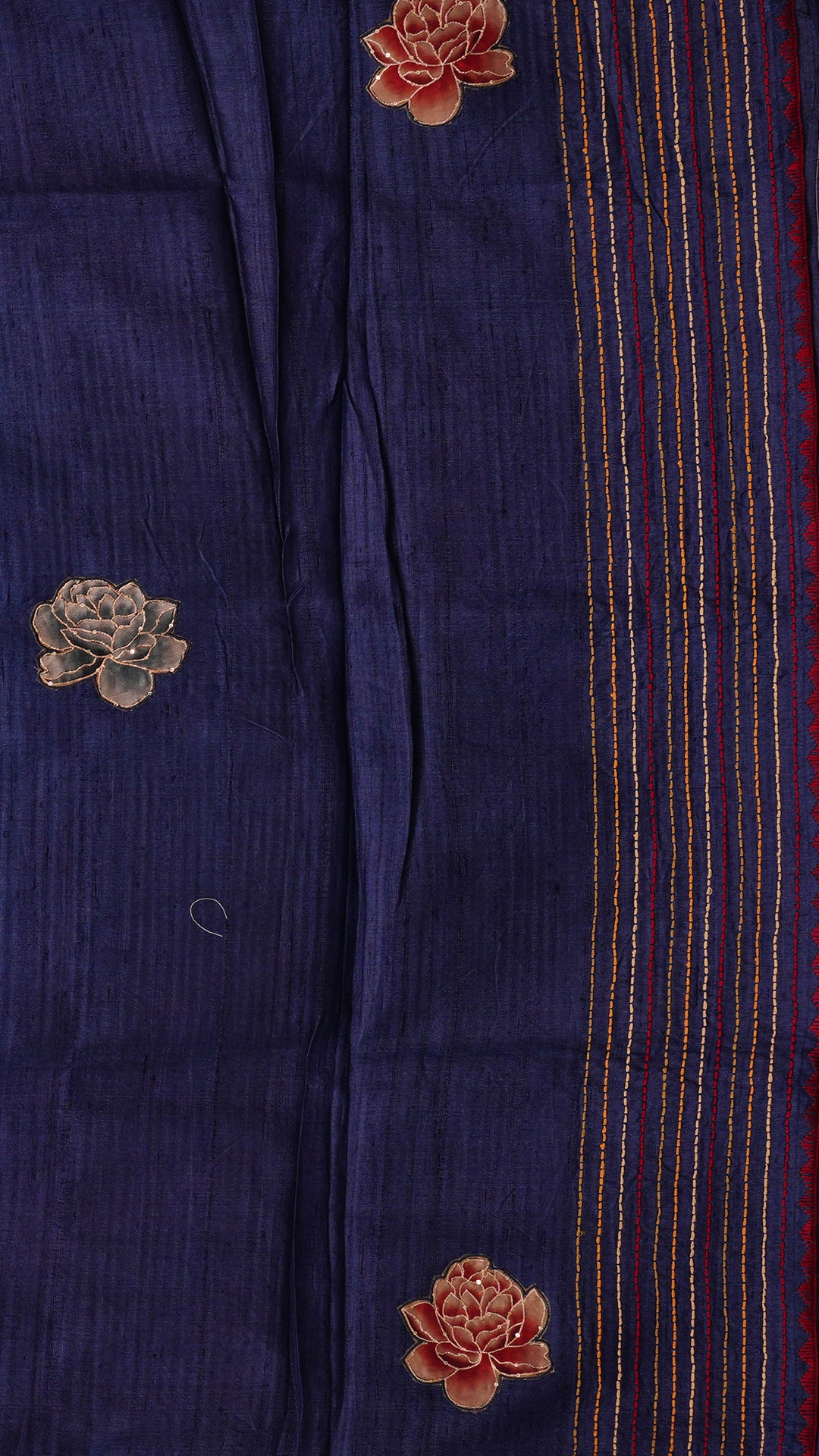 Jute Silk Butta Saree for Workwear in Navy Blue